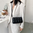 Casual Lattice PU Square Commuter Envelope Bag Women Flap Solid Crossbody Purse