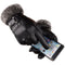 Windproof Men Faux Fur Gloves Thicken Warm Touch Screen Gloves Leather Mittens
