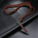 Gifts Punk Jewelry Men Handmade Necklace Leather Chain Arrow Pendant Choker
