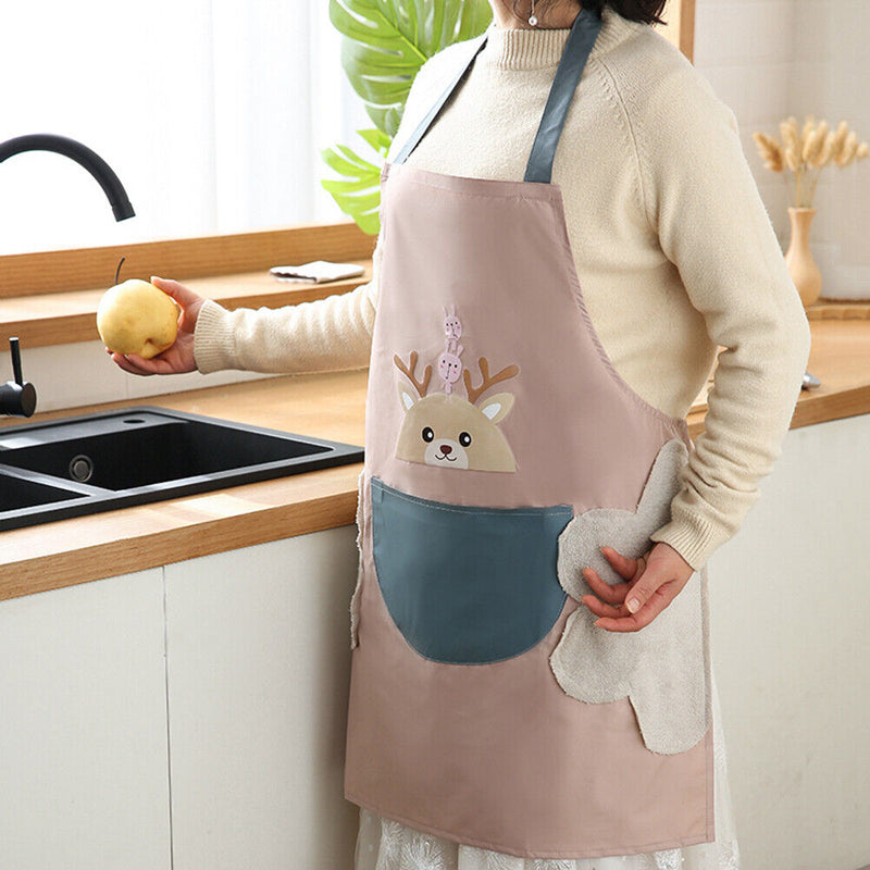 Printed Kitchen Apron Fashion Cute Women Non-woven Household Waterproof Pin