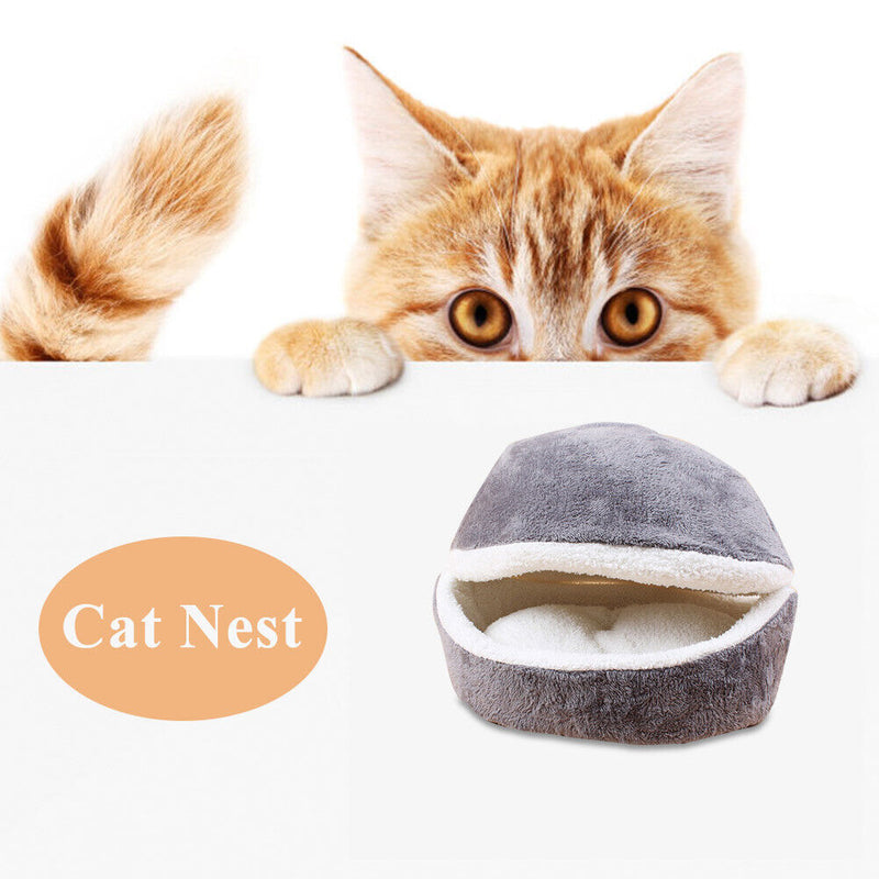 Soft Cat Waterproof Nest Washable Pet Cute Hamburger Bed Kennel Mat (Gray)