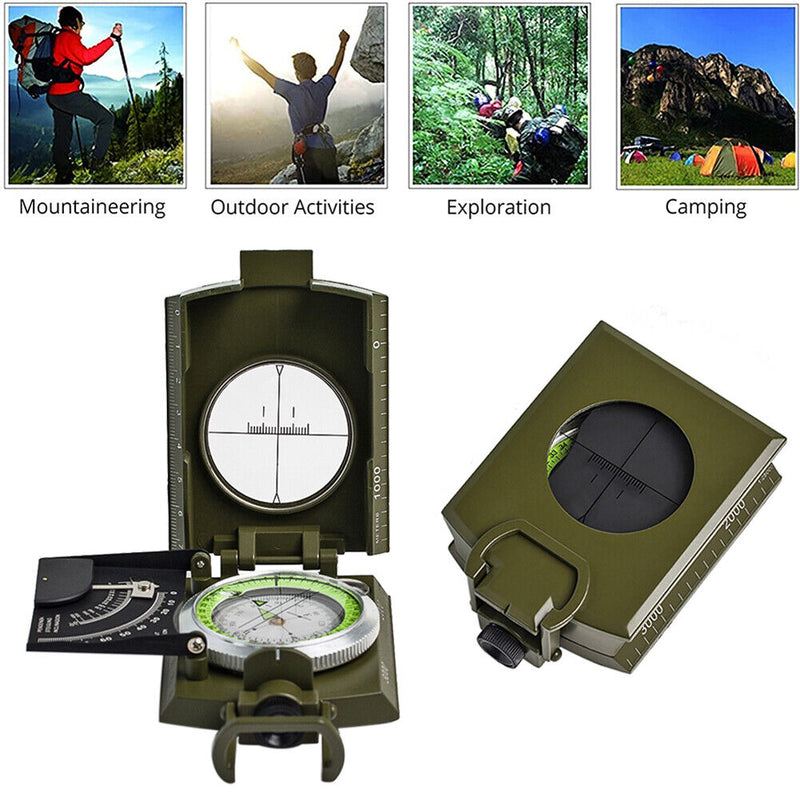 Waterproof Portable Inclinometer Compass Zinc Alloy Camping Hiking Compass