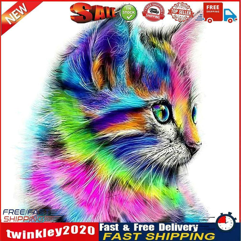 5D DIY Full Drill Diamond Painting Colorful Kitten Cross Stitch Embroidery Newly