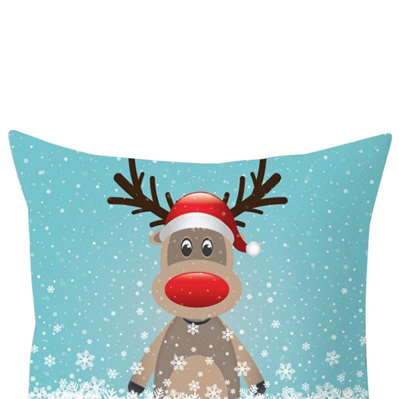 Christmas Elk Pillowcase Sofa Bed Home Living Room Linen Pillow Cover 45x45cm