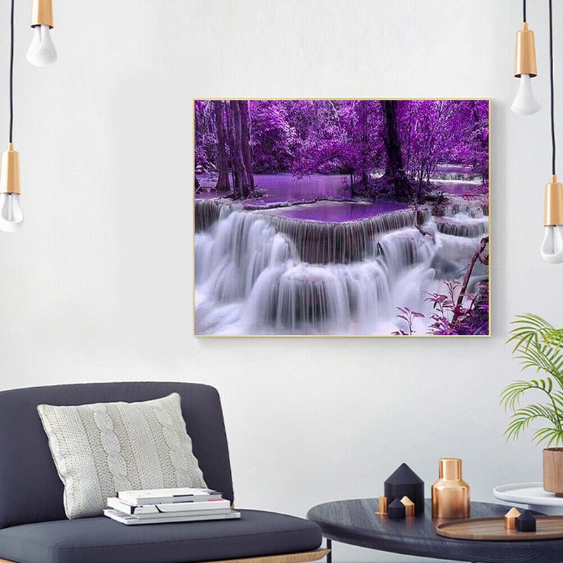 Paint By Numbers Purple Forest Waterfall DIY Acrylic Painting Kit (B964)