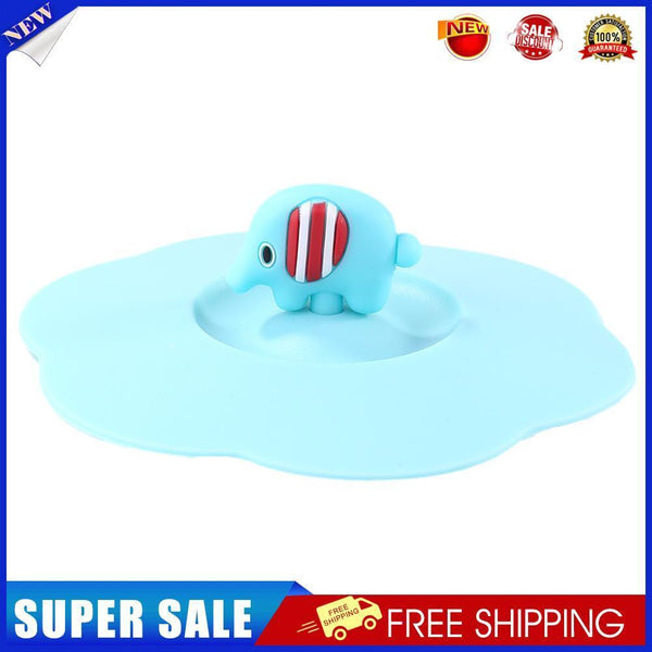 Claer Torx Silicone Cup Cover Leak Proof Cartoon Lid (Pink Blue Elephant)
