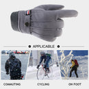 Men Touchscreen Cycling Gloves Full Finger Fleece Riding Mittens (Grey)
