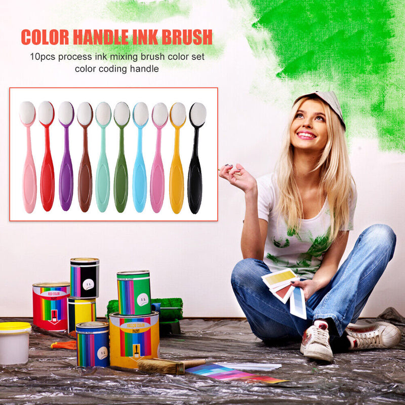 10pcs Colorful Ink Blending Brush Painting Drawing Flat Brushes Art DIY Too