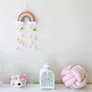 Handmade Woven Photo Prop Wall Hanging Decor Clouds Felt Ball Rainbow Tapestry