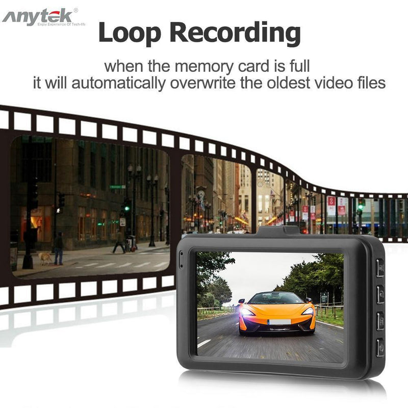 Anytek A98 3.0-Inch 1080P FHD WDR DVR 170-Degree Lens Lens - Matefielduk