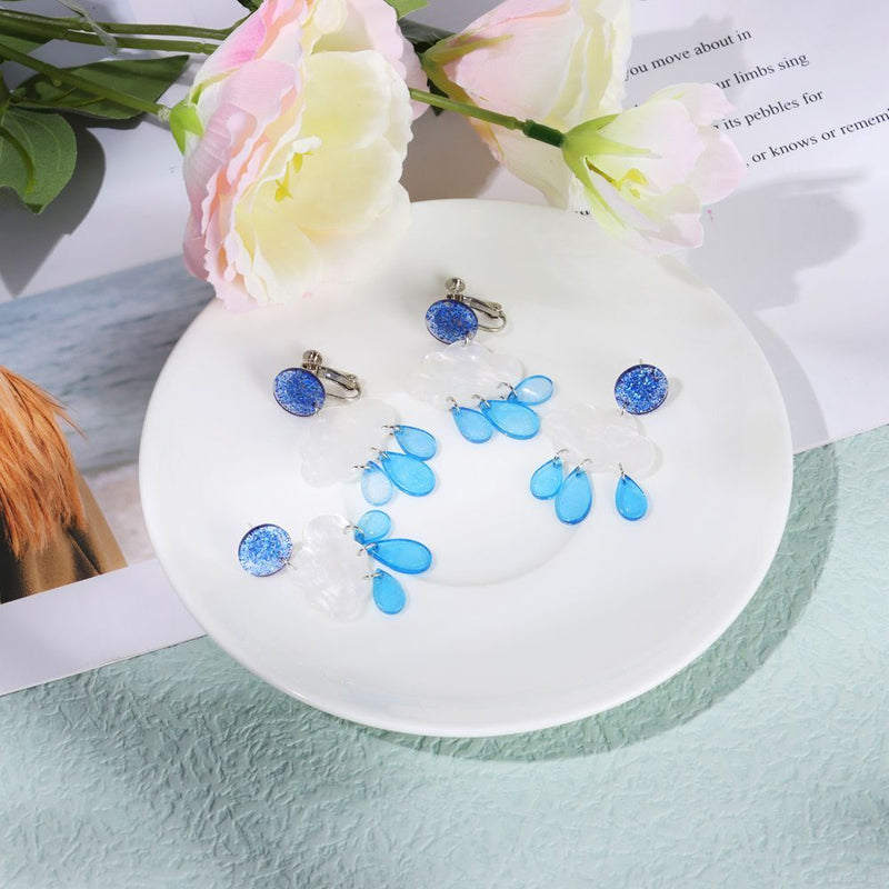 Women Fashion Jewelry Creative Ear Clip Acrylic Short Raindrop Cloud Earrings