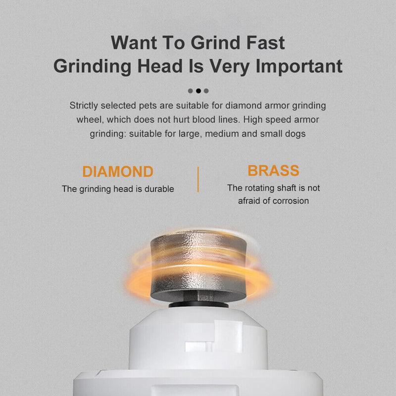 Dog Nail Grinders Pet Quiet Cat Paws Nail Cutter Trimmer with LED Light