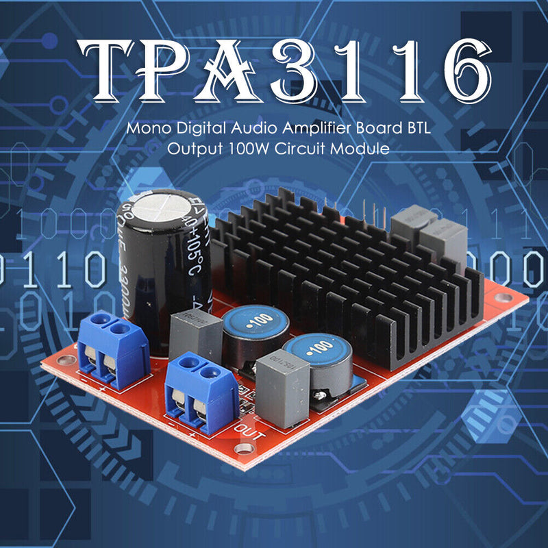 TPA3116 Mono Digital Power Audio Amplifier Board Module BTL Output 100W DIY Kit