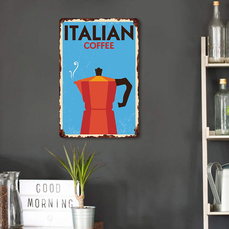 Retro Italian Coffee Metal Plate Painting for Bar Pub Tin Plaques Wall Sign