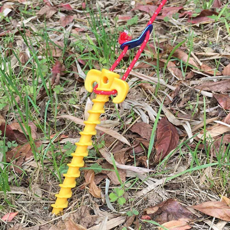 10pcs Ultralight Outdoor Camping Tent Pegs Stakes Nylon Spiral Nails Yellow