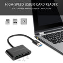 3 in 1 Memory Card+TF Card+CF Card USB3.0 Reader for PC Desktop Laptop Tablet