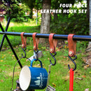 Camping Leather Hook 4 Pack Kitchen Tableware Hanging Hook (Maple Orange) Newly