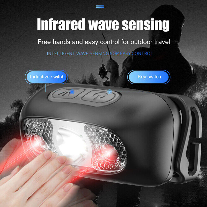 Induction LED Headlamp Strong Light Outdoor Waterproof Warning Flashlight Newly
