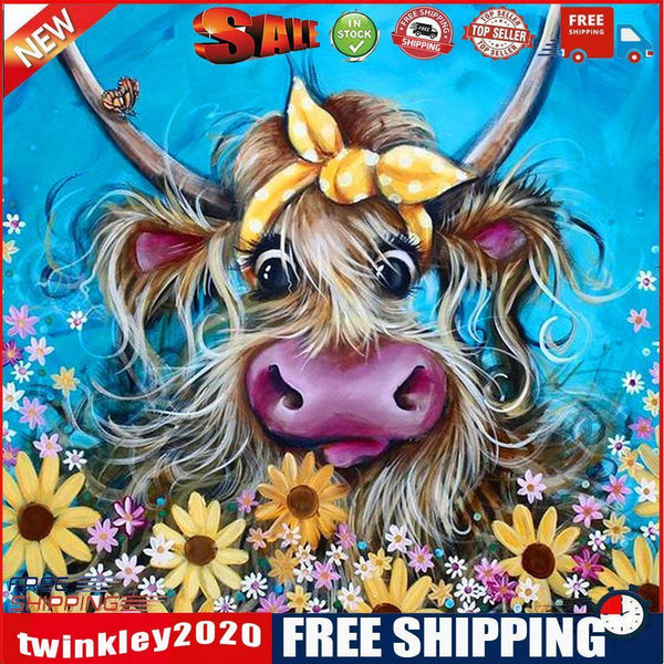 Cow in Bush Oil Paint By Numbers Kits DIY Handpainted on Canvas Wall Art