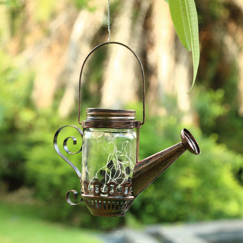 Solar Fairy Lights Outdoor Waterproof 20 LEDs Hanging Watering Can Garden Decor