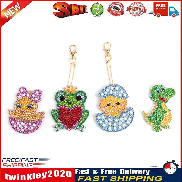 4pcs Small Animals Cross Stitch Key Chain Special Shaped Diamond Painting Newly
