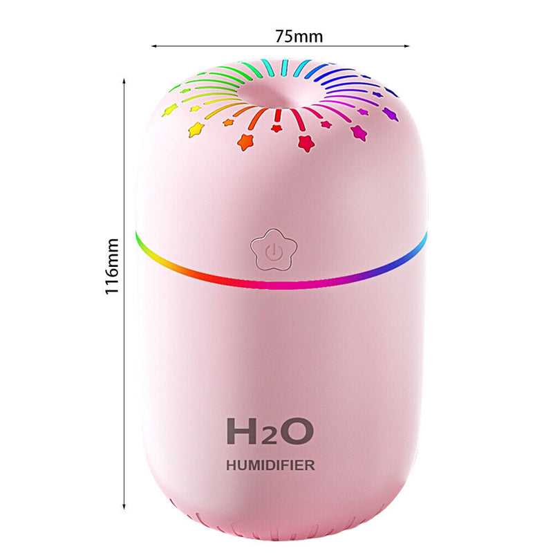 USB Night Light Air Humidifier Home Car Desktop Aroma Oil Diffuser (Pink)