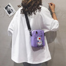 Simple Cartoon Duck Print Shoulder Messenger Bags Women Canvas Crossbody Packs
