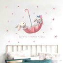 Cute Grey Bunny Ballet Rabbit Wall Stickers For Kids Baby Room Nursery Wall W9S8
