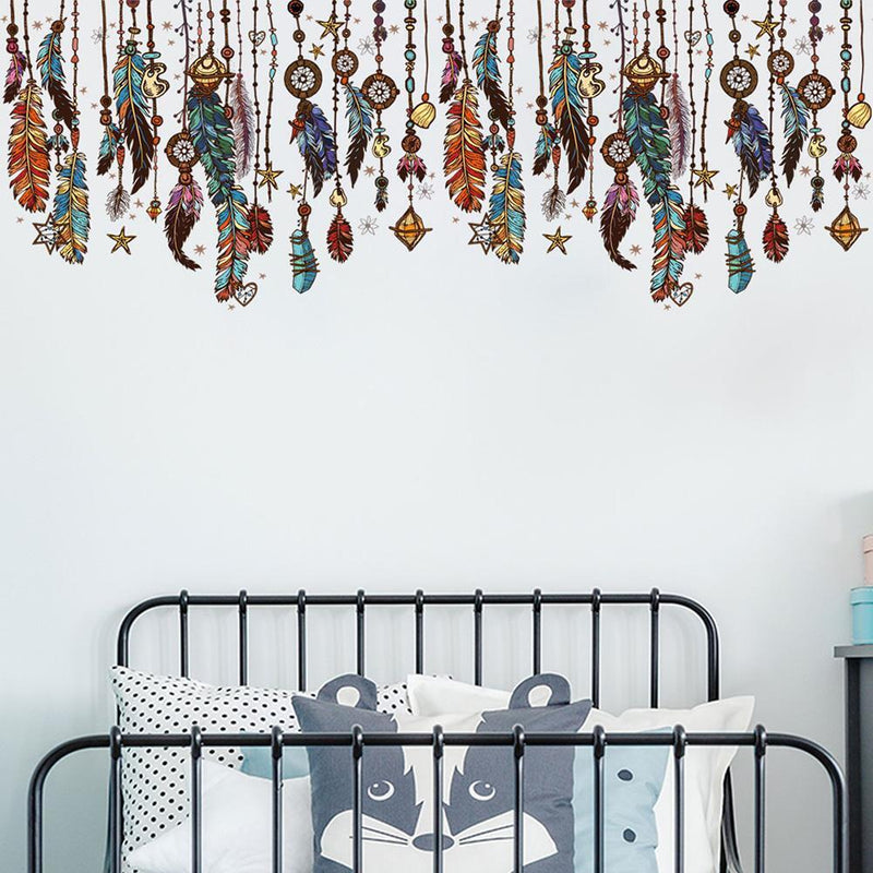 Removable Dream Catcher Feathers Wall Stickers Kids Bedroom Decor Decals