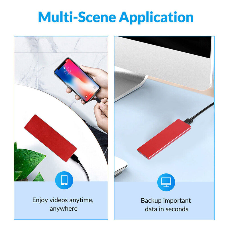 M2 SSD Case Enclosure Box M.2 to USB 3.1 Adapter (C-A+C-C Cable)(Red)