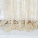 Flocking Floral Tulle Printed Window Door Curtain for Living Room (Beige)