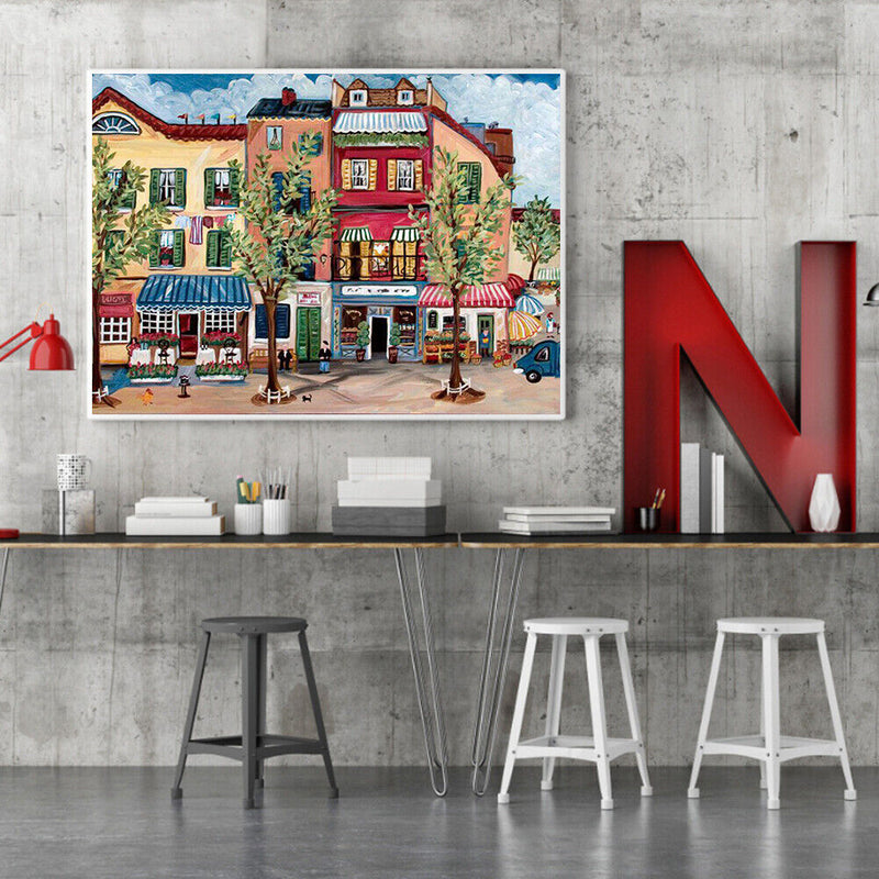 Frameless Oil Paint By Numbers DIY Center Street House Picture Craft for Bedroom