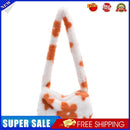 Retro Women Flower Print Shoulder Underarm Bag Winter Plush Purse (Orange)