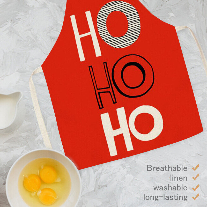 HO Print Linen Apron Kitchen Waterproof Home Cooking Bib Pinafore (68X55CM)