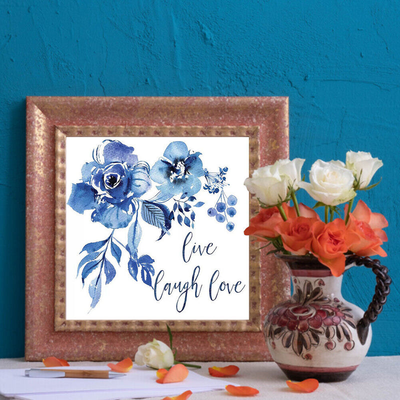 Ink Blue Rose Oil Paint By Numbers Kit DIY Acrylic Painting on Canvas Frame