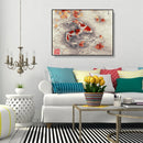 Painting By Numbers Kit DIY Fish Leaf Hand Painted Canvas Oil Art Picture