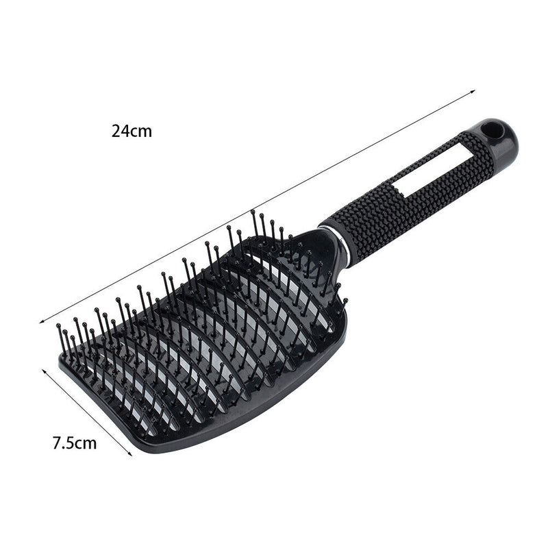 Portable Curved Ribs Scalp Massage Comb Fluffy Styling Brush (A Black) Newly