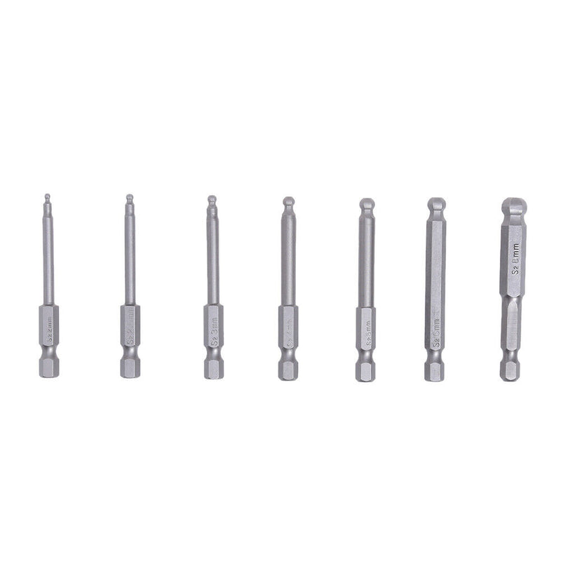 7pcs Magnetic S2 Steel Ball End Hexagon Head Hex Screwdriver Bits Drill Set