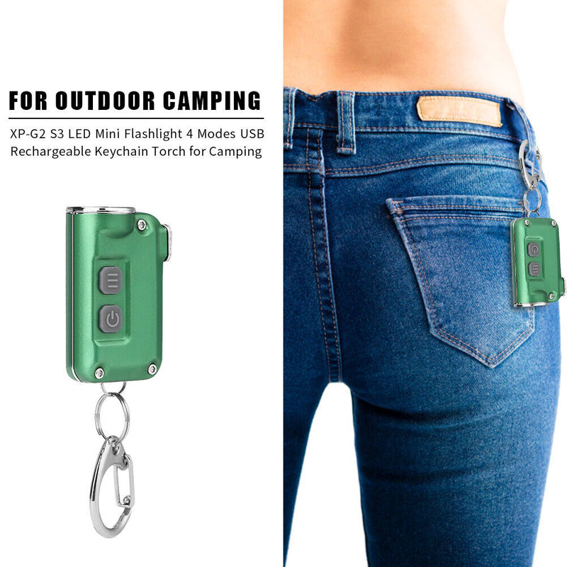 XP-G2 S3 LED Mini Flashlight 4 Modes USB Rechargeable Keychain Torch Lamp Newly