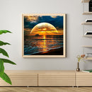 5D DIY Full Drill Square Shape Sea Sunrise Rhinestone Diamond Drawing for Home