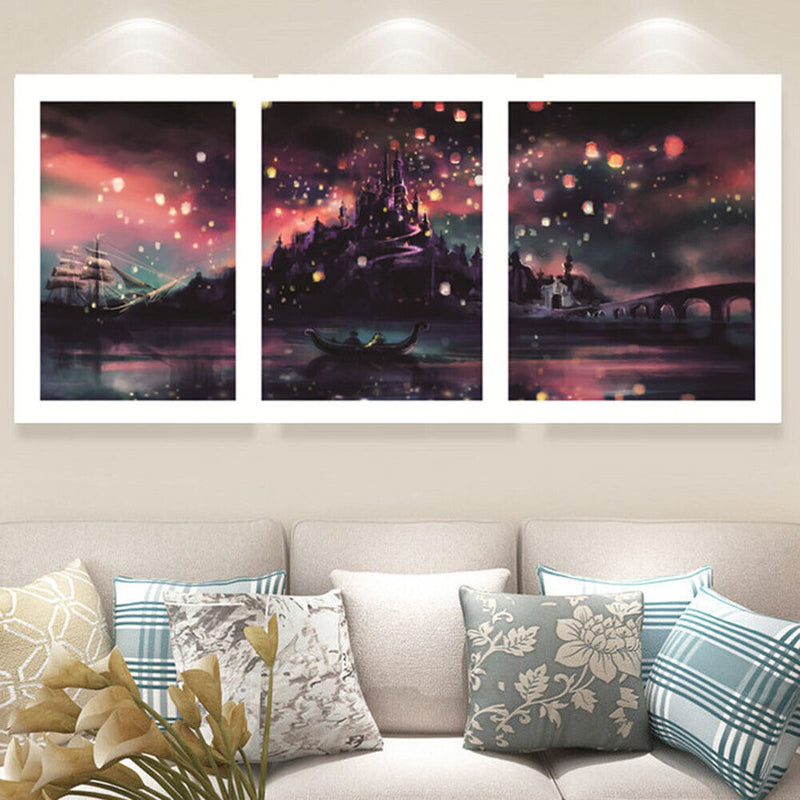 Night Ship 5D DIY Full Drill 3 Pictures Diamond Painting Embroidery Set