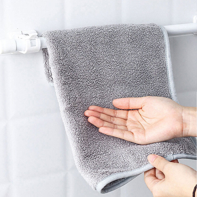 2pcs Self-Adhesive Curtain Rod Holders Bracket Heavy Duty Bathroom Hook Rack Kit