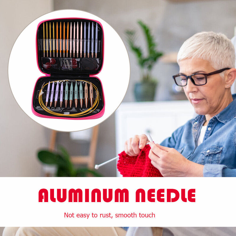 Crochet Hook Circular Knitting Needles Set with Case DIY Weaving Sewing Crafts