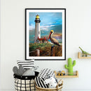 Handpainted DIY Bird and Lighthouse Oil Paint by Numbers Pictures Craft Kit