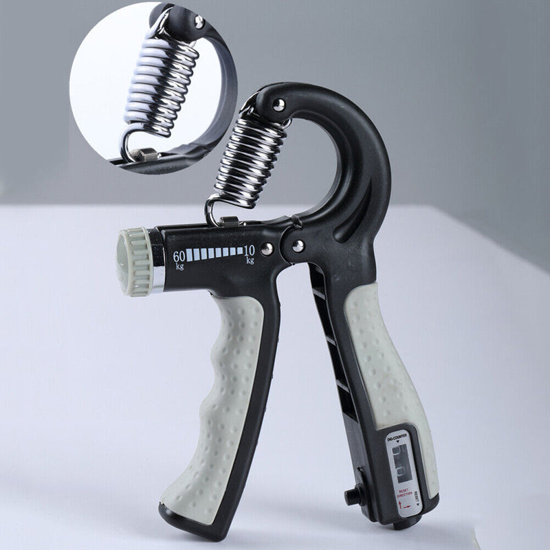 R-Shape Spring Hand Gripper Fitness Countable Hand Strength Grip (Gray) Newly