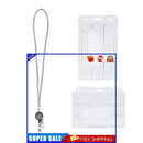 ID Card Lanyard 2 Pieces Card Holder with Crystal Strap Lanyard (Grey)