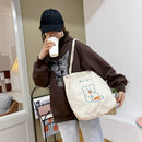 Fashion Shoulder Handbag for Women Bear Print Corduroy Top-handle Bag Satchel