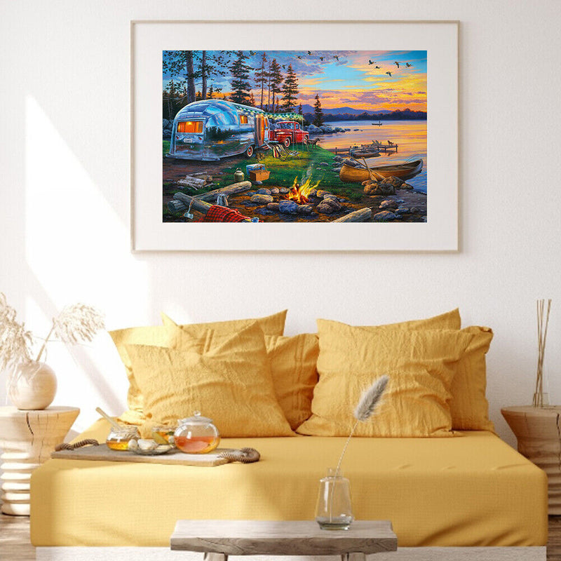 50x40cm Lake Scenery Frameless Picture Oil Paint By Numbers Hand Painted Pi