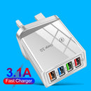 4USB Charger Universal Wall Mobile Phone Quick Fast Charging Adapter LED Display