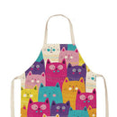 Kitchen Linen Apron Cartoon Cat Print Home Restaurant Cooking Baking Bibs